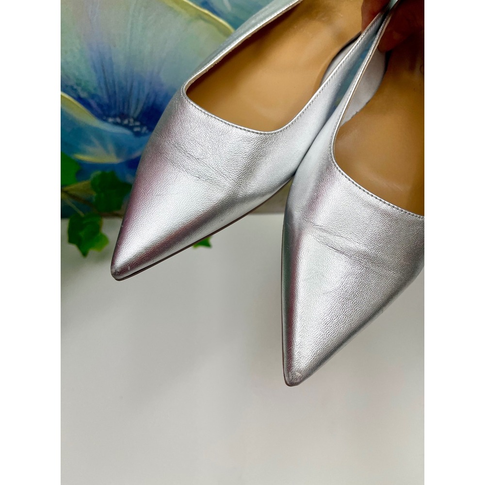 New AEYDE Cleo Pointed Toe Mary Jane Flat in Silver, Size EU 38.5/ US 8.5 - Picture 8 of 11